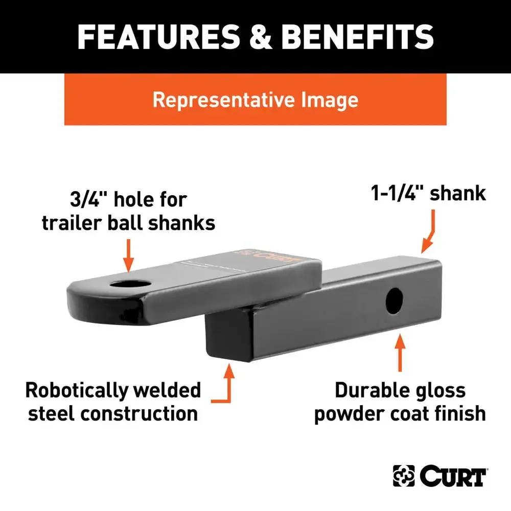 Curt Class 2 Ball Mount (1-1/4" Shank, 3,500 lbs., 1-1/4" Rise, 9-3/4" Long)