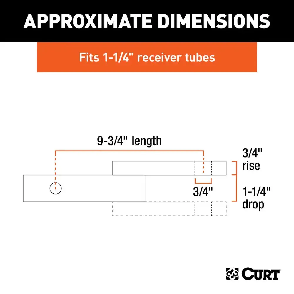 Curt Class 2 Ball Mount (1-1/4" Shank, 3,500 lbs., 1-1/4" Rise, 9-3/4" Long)