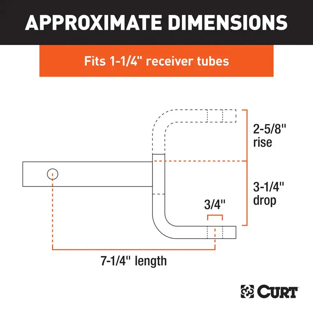 Curt Class 2 Ball Mount (1-1/4" Shank, 3,500 lbs., 3-1/4" Drop, 7-1/4" Long)