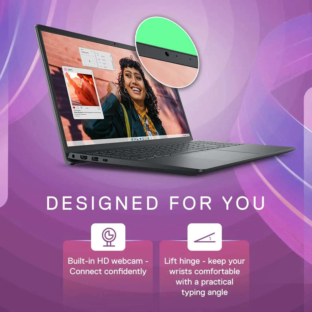 Dell Inspiron 3530 Thin & Light Laptop, 13th Gen Intel Core i3-1305U/8GB/512GB SSD/15.6" (39.62cm) 120Hz Refresh Rate on a FHD IPS Display/Windows 11   MSO'21 McAfee 15 Month/Carbon Black/1.62kg