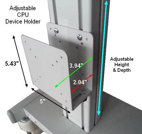 DMED1-C Sit to Stand Mobile Medical Computer Cart lockable Laptop Drawer, Monitor Stand & Keyboard Shelf