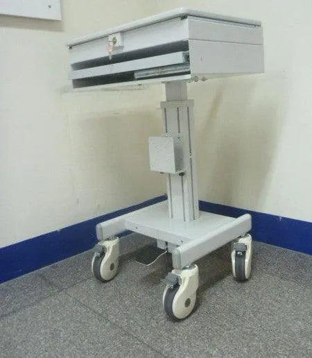 DMED1-C Sit to Stand Mobile Medical Computer Cart lockable Laptop Drawer, Monitor Stand & Keyboard Shelf