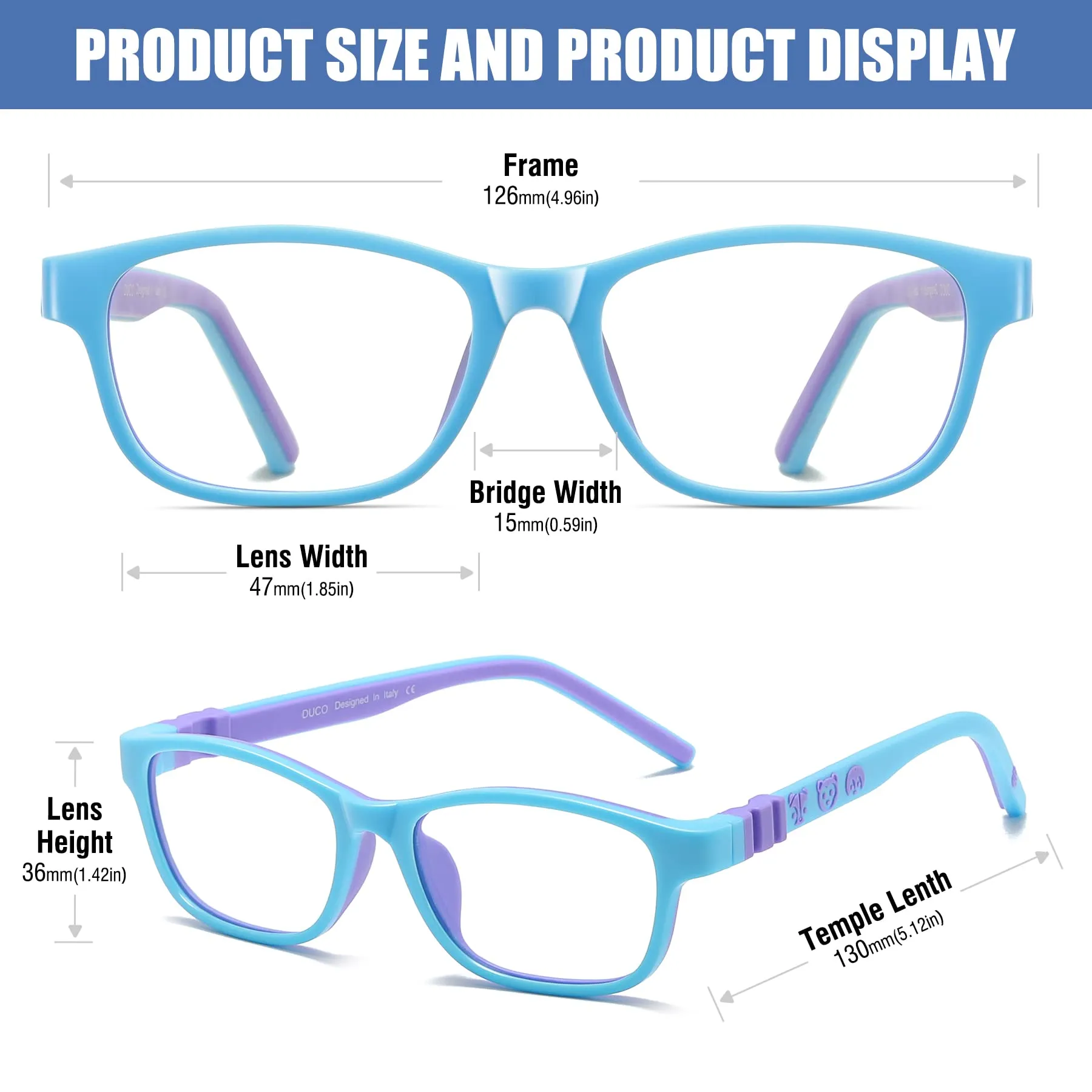 DUCO Blue Light Glasses for Kids Anti-Glare Gaming Computer Glasses Eyeglasses K025