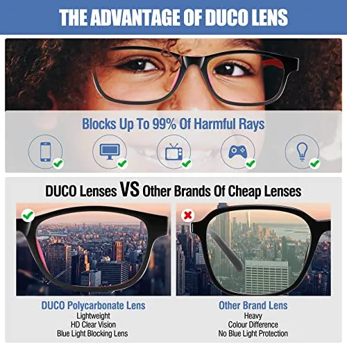 DUCO Blue Light Glasses for Kids Anti-Glare Gaming Computer Glasses Eyeglasses K025