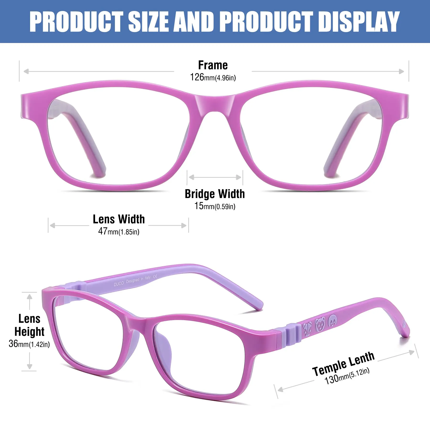 DUCO Blue Light Glasses for Kids Anti-Glare Gaming Computer Glasses Eyeglasses K025