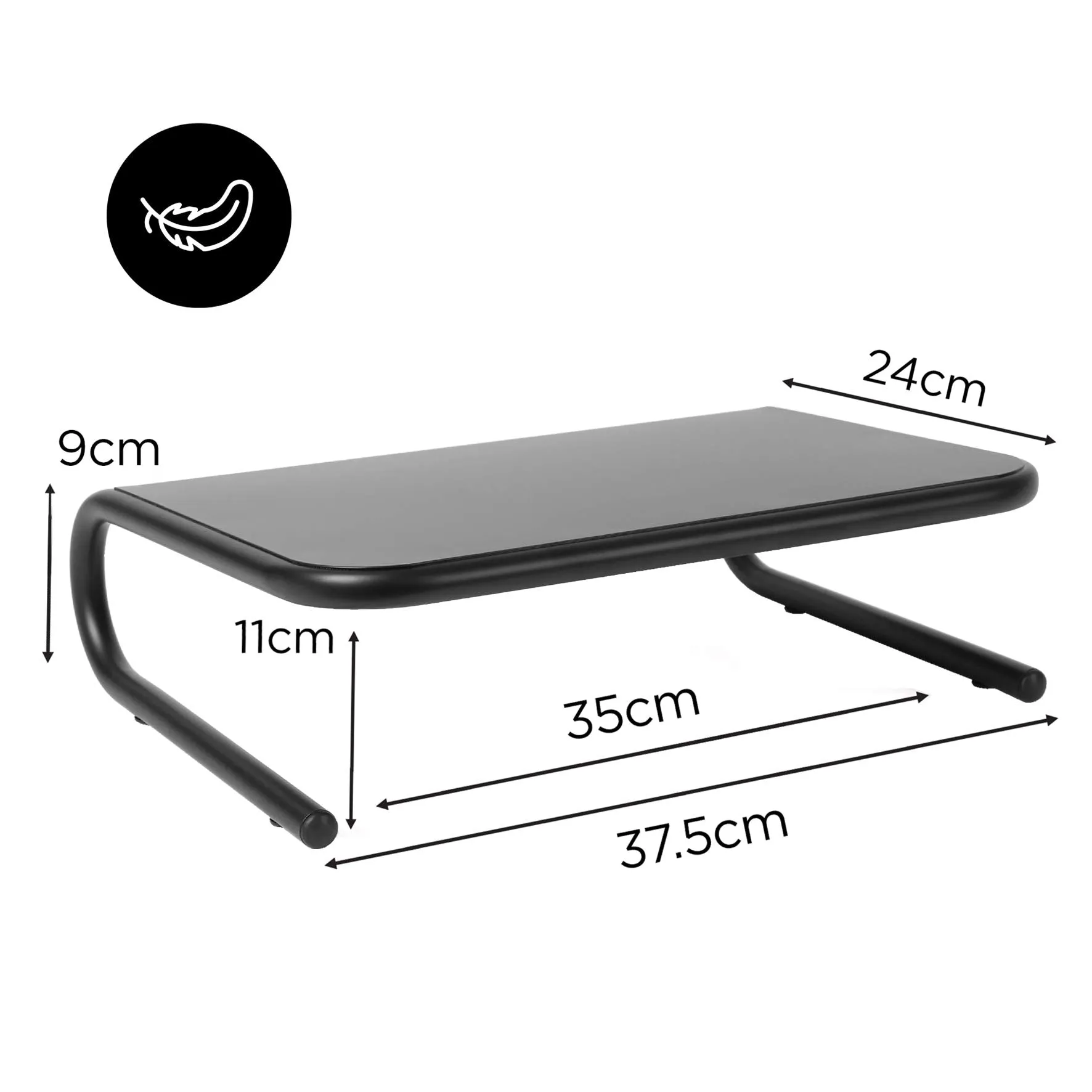 Duronic Monitor Stand Riser DM071 | Laptop and Screen Platform for Desktop | Metal Support for a TV Screen or PC Computer Monitor | Ergonomic Office Desk Shelf | 10kg Capacity | Black | 37cm x 24cm