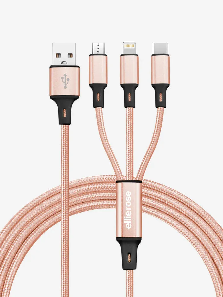 Ellie Rose 3-in-1 Charging Cable - Rose Gold