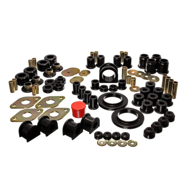 Energy Suspension Hyper-Flex Bushing Kit - Suspension Bushings - Master Set - Black / Cadmium - Toyota Compact Truck 1995-2000