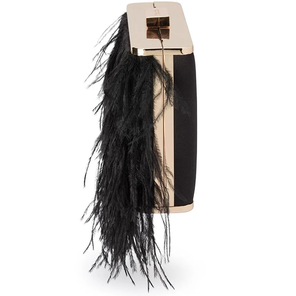 ESTELLE Black Feather Clutch