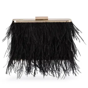 ESTELLE Black Feather Clutch