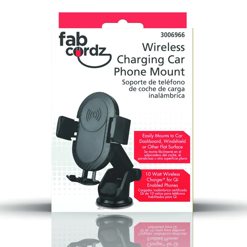 Fabcordz Black Dashboard Wireless Charger and Phone Holder For All Mobile Devices