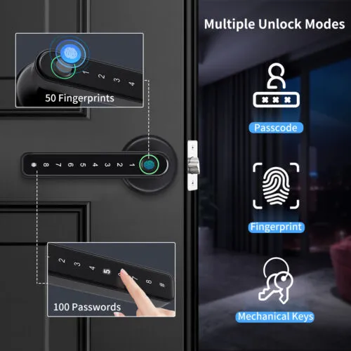 Fingerprint Smart Door Lock - Mobile App Remote Control Door Lock with Fingerprint