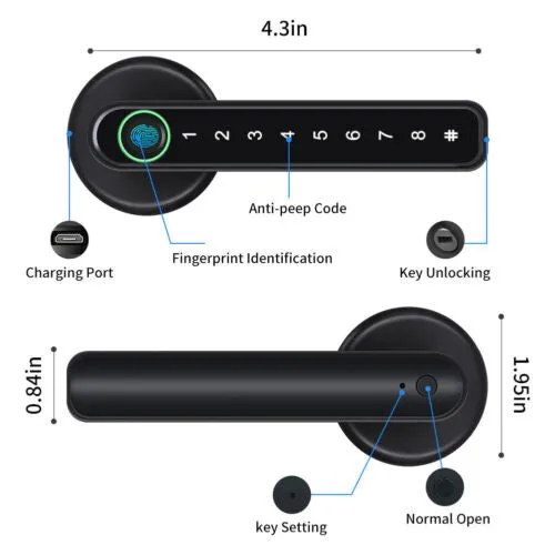 Fingerprint Smart Door Lock - Mobile App Remote Control Door Lock with Fingerprint