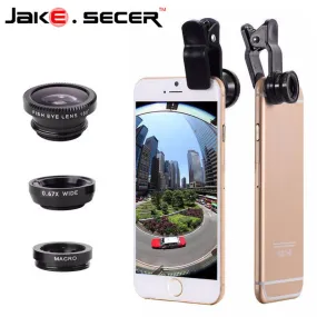 Fisheye Lens Fish Eye   Wide Angle   Macro 3 in 1 Mobile Phone Lens For Phone Ip6S plus 5S 4S xiaomi Smartphone New Universal