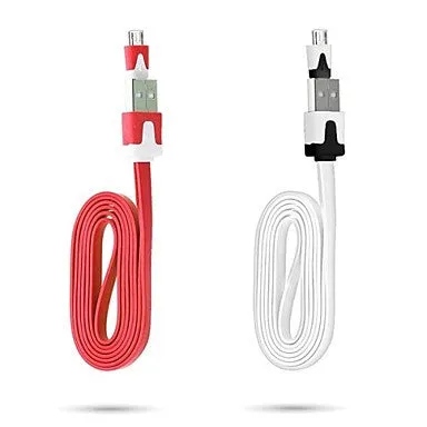 Flat Noodle Micro USB Charge Cable for Samsung Galaxy S4/S3/S2 and HTC/Sony/LG/Nokia(200cm Length)