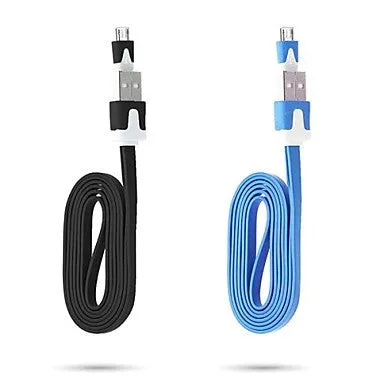 Flat Noodle Micro USB Charge Cable for Samsung Galaxy S4/S3/S2 and HTC/Sony/LG/Nokia(200cm Length)