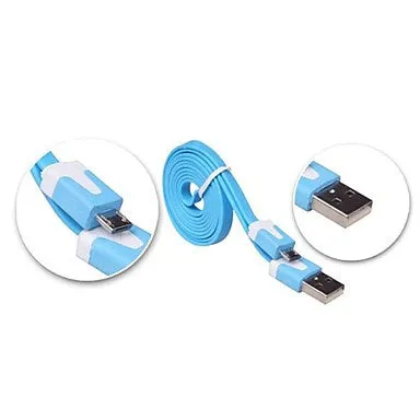 Flat Noodle Micro USB Charge Cable for Samsung Galaxy S4/S3/S2 and HTC/Sony/LG/Nokia(200cm Length)