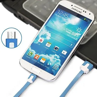 Flat Noodle Micro USB Charge Cable for Samsung Galaxy S4/S3/S2 and HTC/Sony/LG/Nokia(200cm Length)