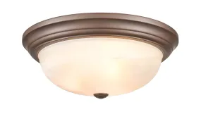 Flush Mount Fixture - Bronze - Faux Alabaster Glass - 15in. Diameter - E26 Medium Base