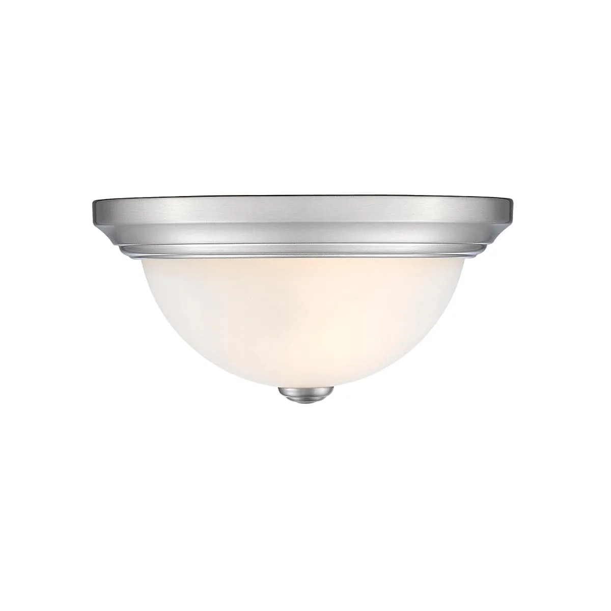 Flush Mount Fixture - Brushed Nickel - Etched White Glass - 11in. Diameter - E26 Medium Base