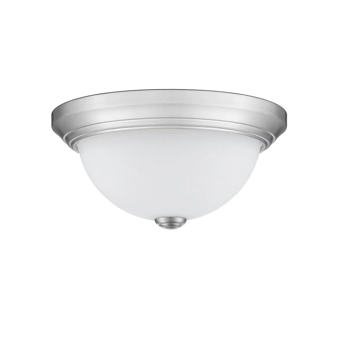 Flush Mount Fixture - Brushed Nickel - Etched White Glass - 11in. Diameter - E26 Medium Base