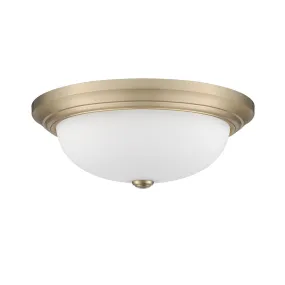 Flush Mount Fixture - Modern Gold - Etched White Glass - 15in. Diameter - E26 Medium Base