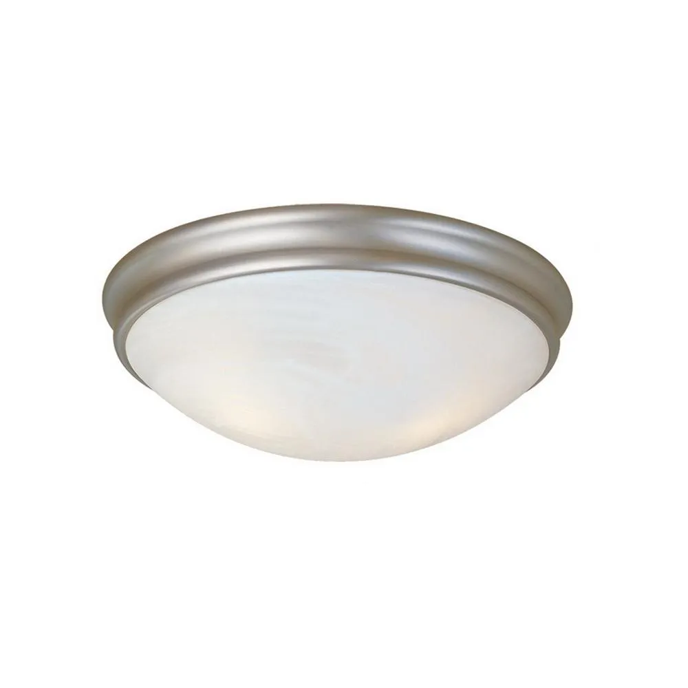 Flush Mount Fixture - Satin Nickel - Faux Alabaster Glass - 10in. Diameter - E26 Medium Base