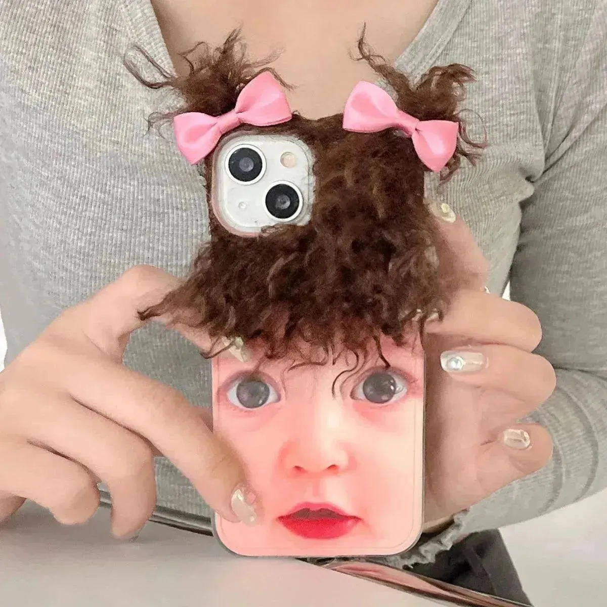 Funny Hairy Face Silicone Phone Case (For iPhones)