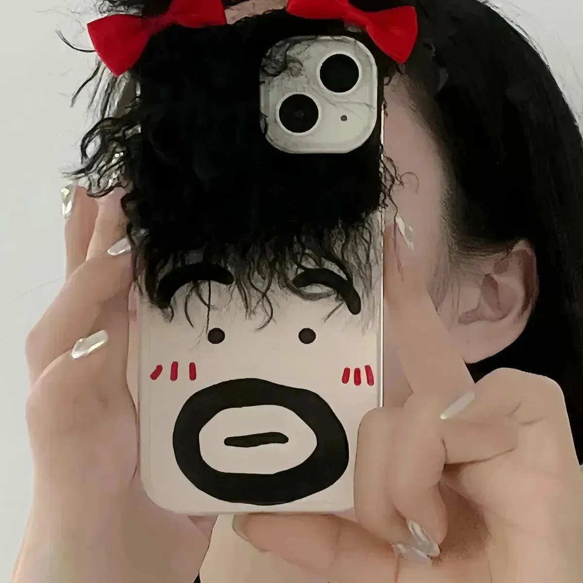 Funny Hairy Face Silicone Phone Case (For iPhones)