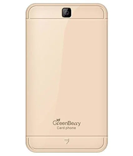 GreenBerry's M3 Mini Card Cell Phones with 2MP Camera | Size: Credit Card | Invisible Keypad | Single SIM (GSM) | Warranty: One Year | Colour: Gold