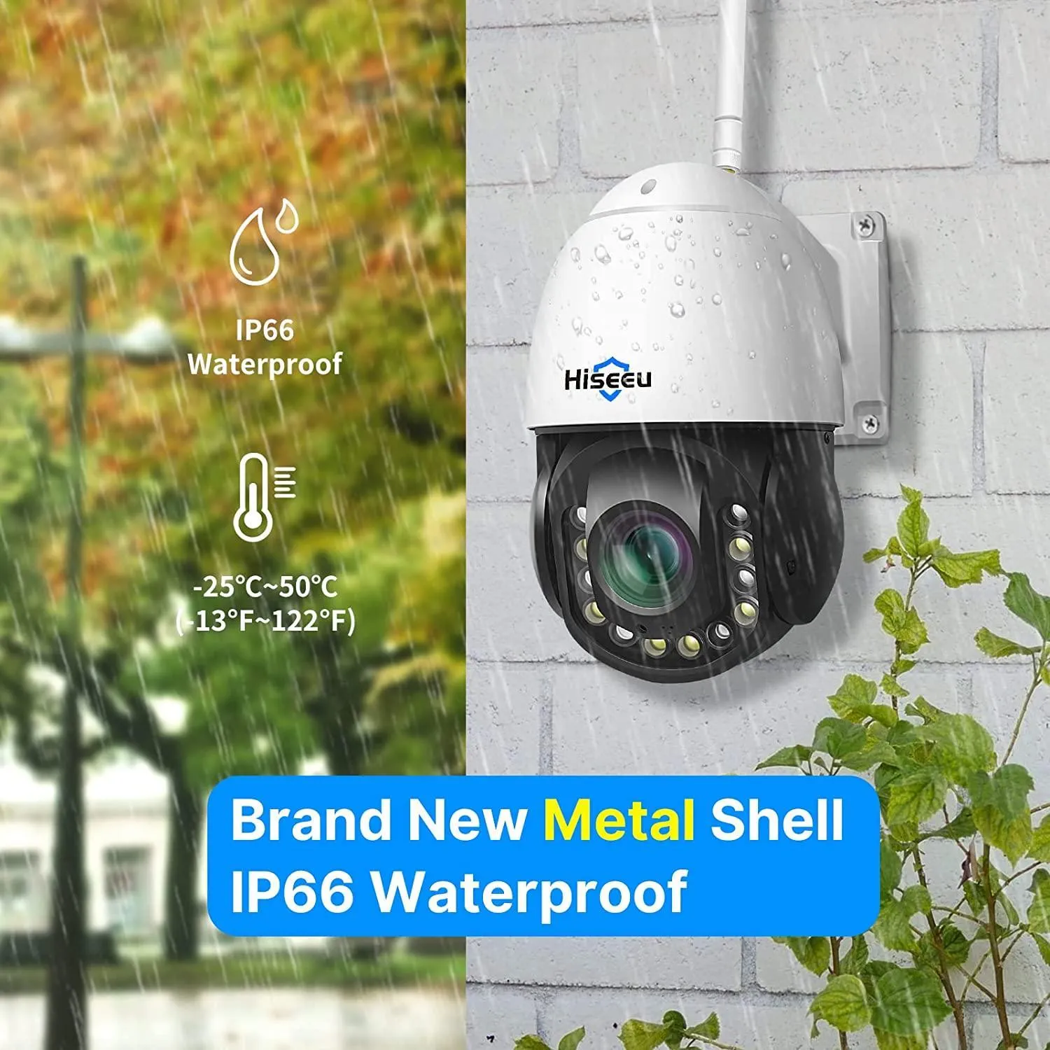 Hiseeu Wireless Security Camera 30X Optical Zoom 3MP PTZ Camera 250ft HD Night Vision with Floodlight, Two Way Audio Humanoid Detection WiFi Camera, Work with Wireless System