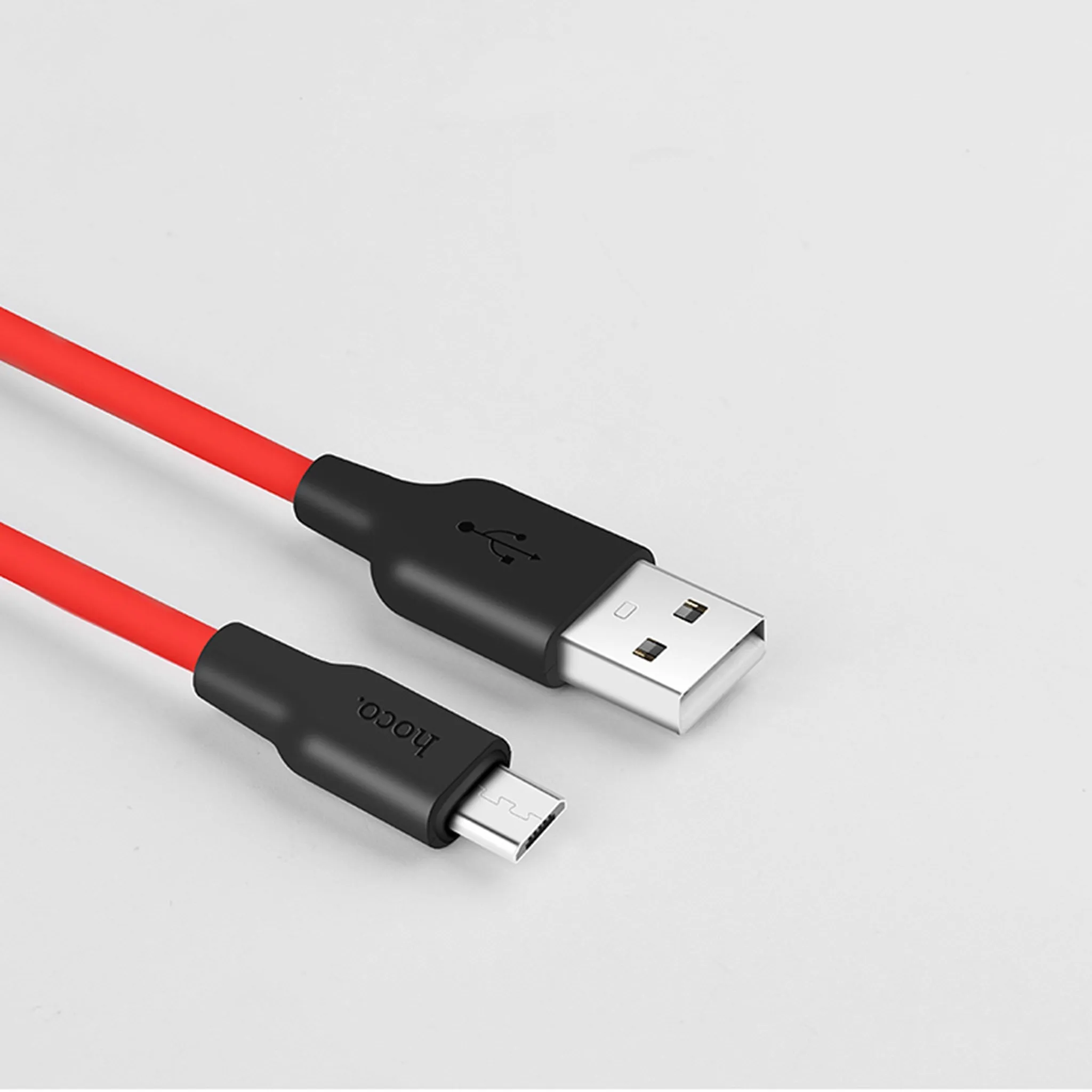 HOCO X21 Silicone micro charging cable - black＆red