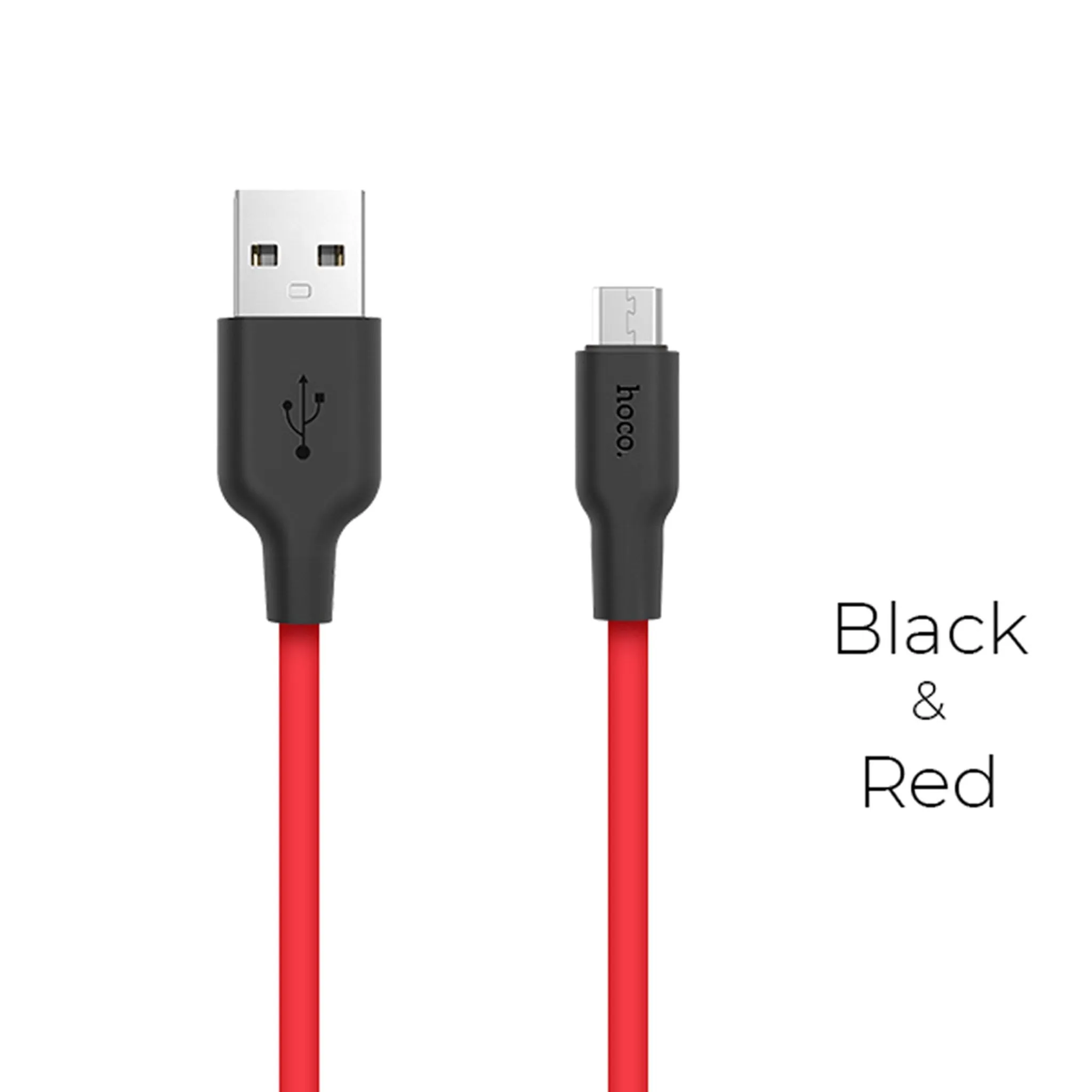 HOCO X21 Silicone micro charging cable - black＆red