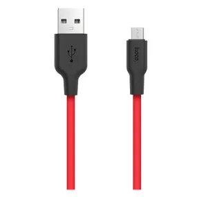 HOCO X21 Silicone micro charging cable - black＆red