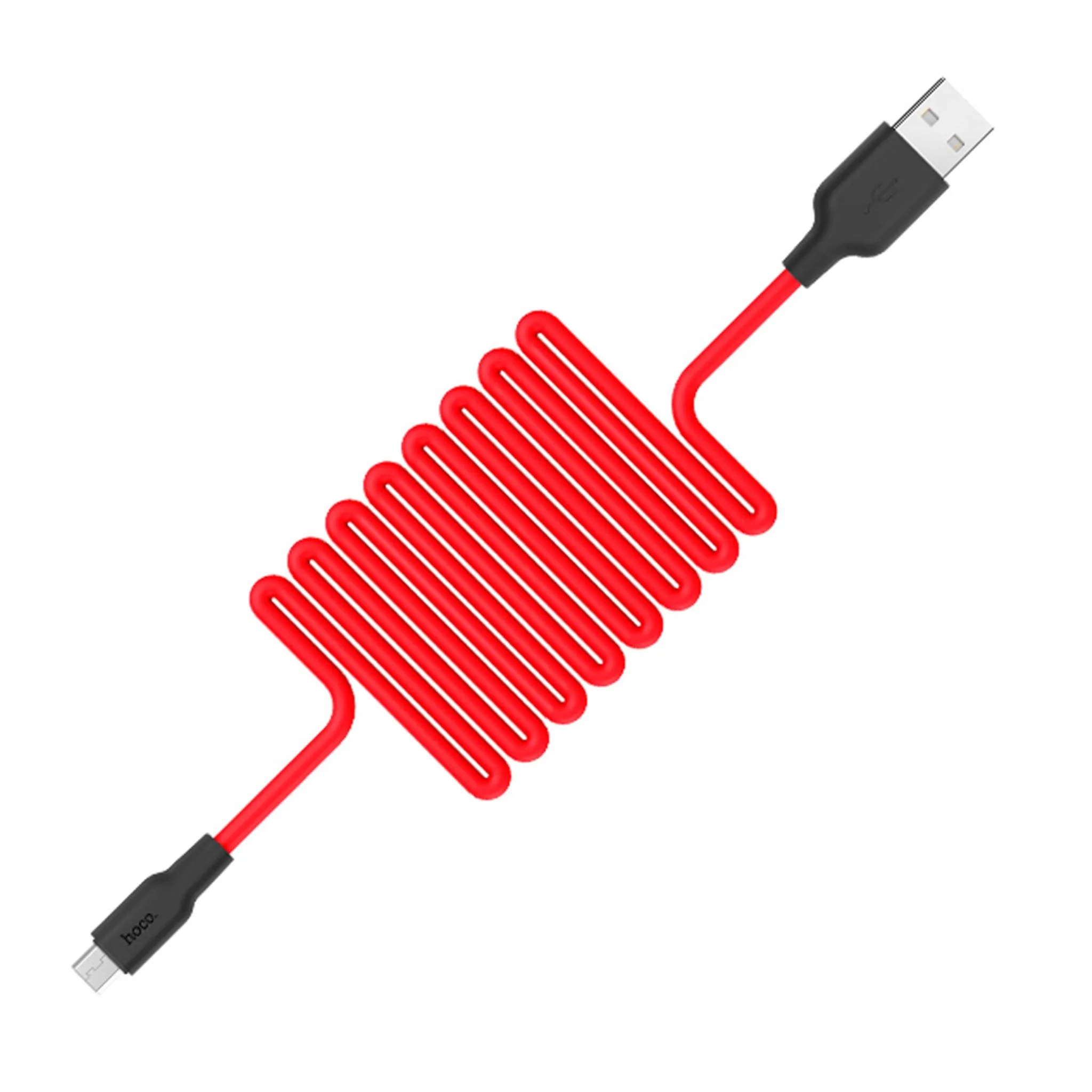 HOCO X21 Silicone micro charging cable - black＆red