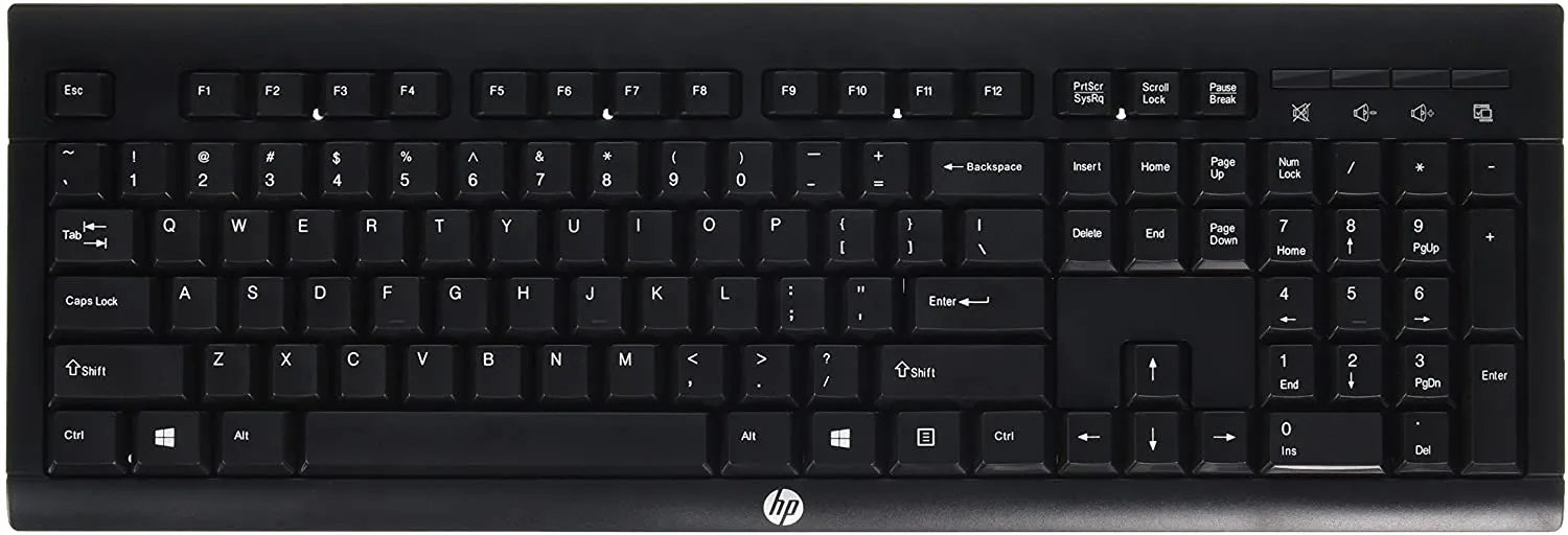 HP K2500 Wireless Keyboard, RF Wireless, 2.40 GHz, USB, Black - E5E77AA#ABA