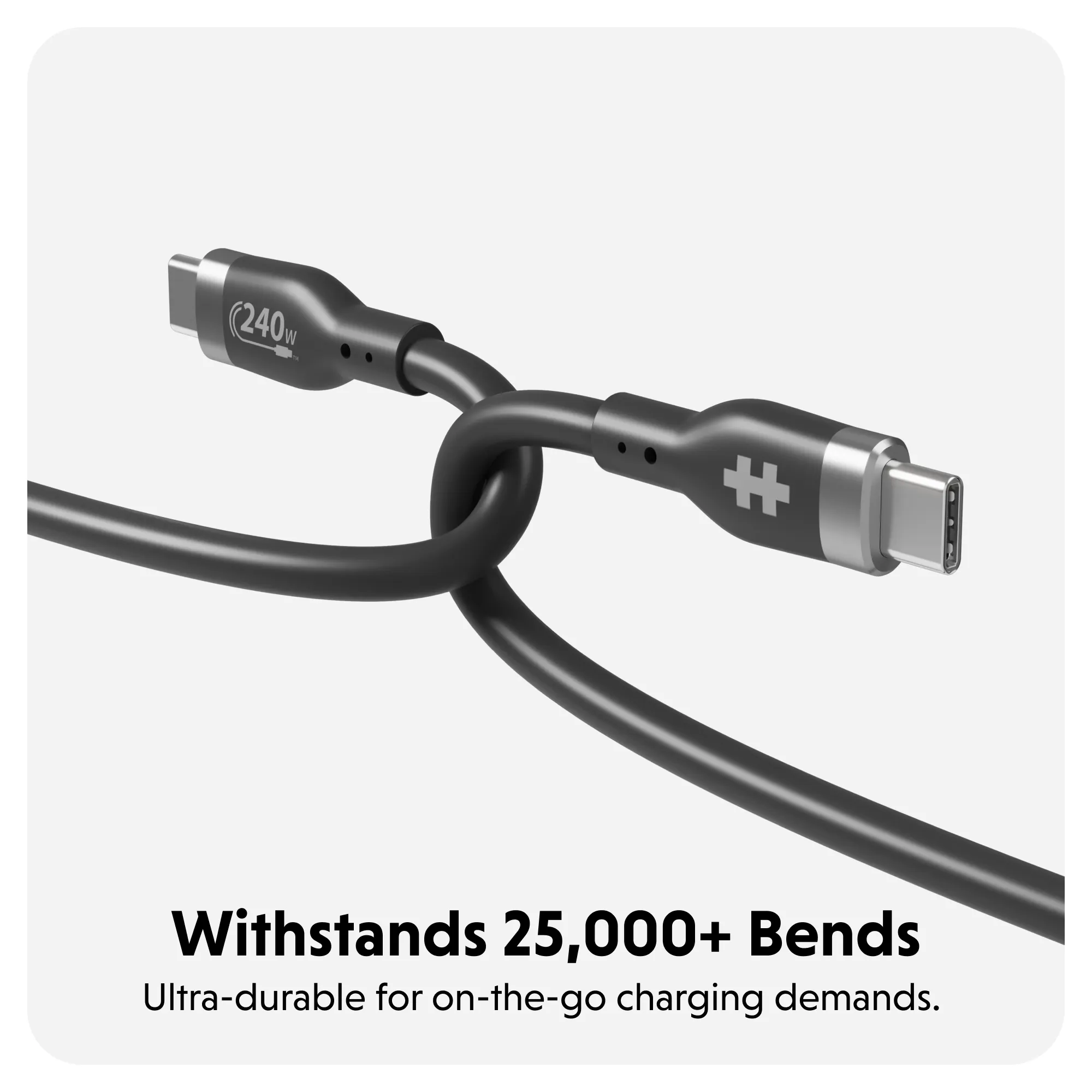 HyperJuice 240W Silicone USB-C to USB-C Cable (6ft/2m) - Black