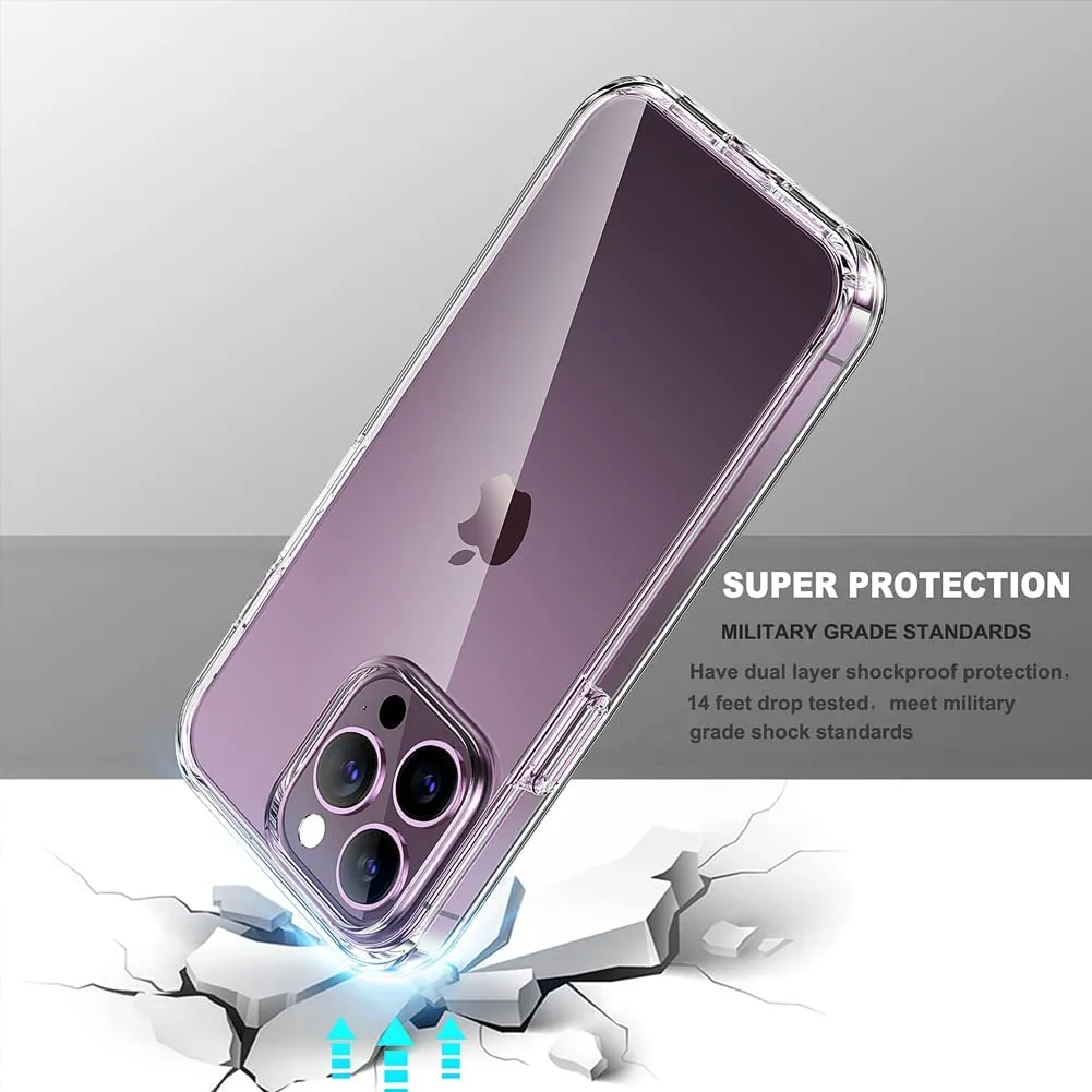 iPhone 14 Pro Case 6.1 Inch, 2 x Tempered Glass Screen Protector Protective Cover