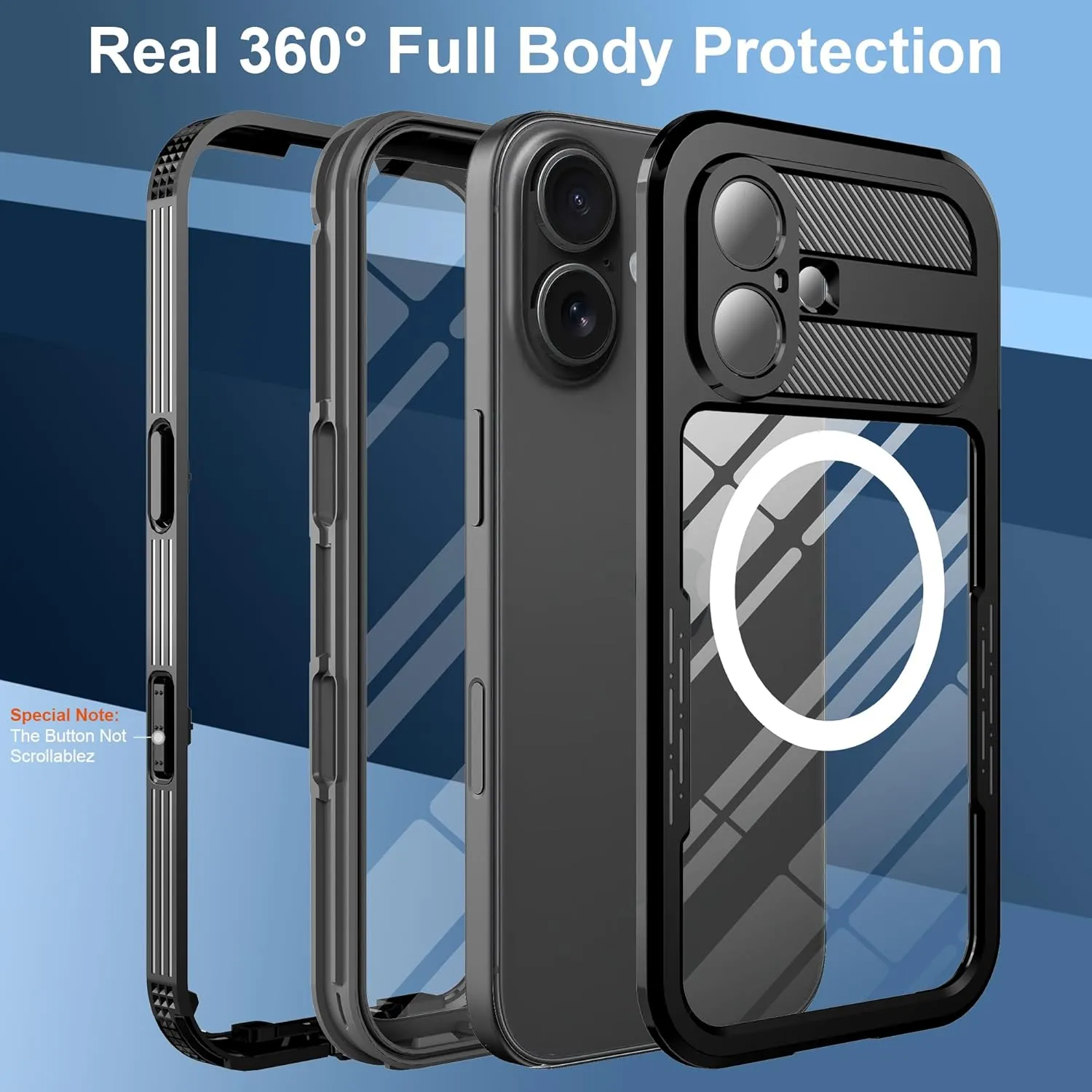 iPhone 16 Waterproof Case Full Body Underwater Protective Phone Case Cover