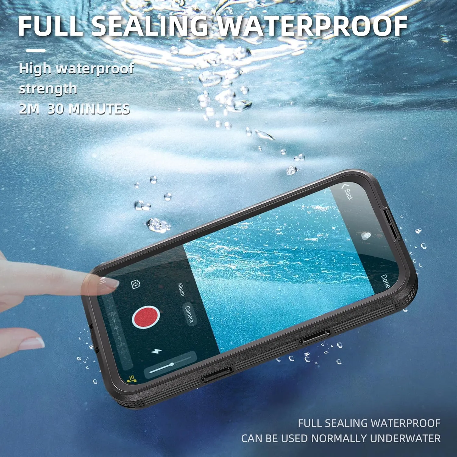 iPhone 16 Waterproof Case Full Body Underwater Protective Phone Case Cover