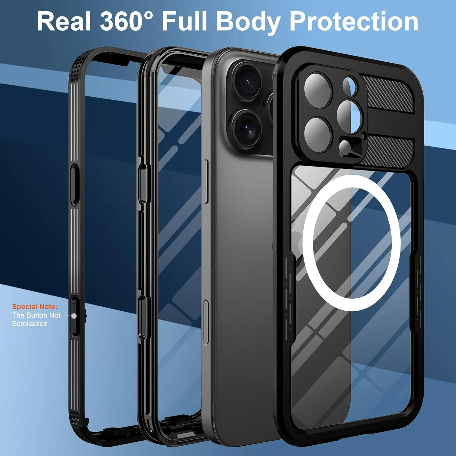 iPhone 16 Waterproof Case Full Body Underwater Protective Phone Case Cover