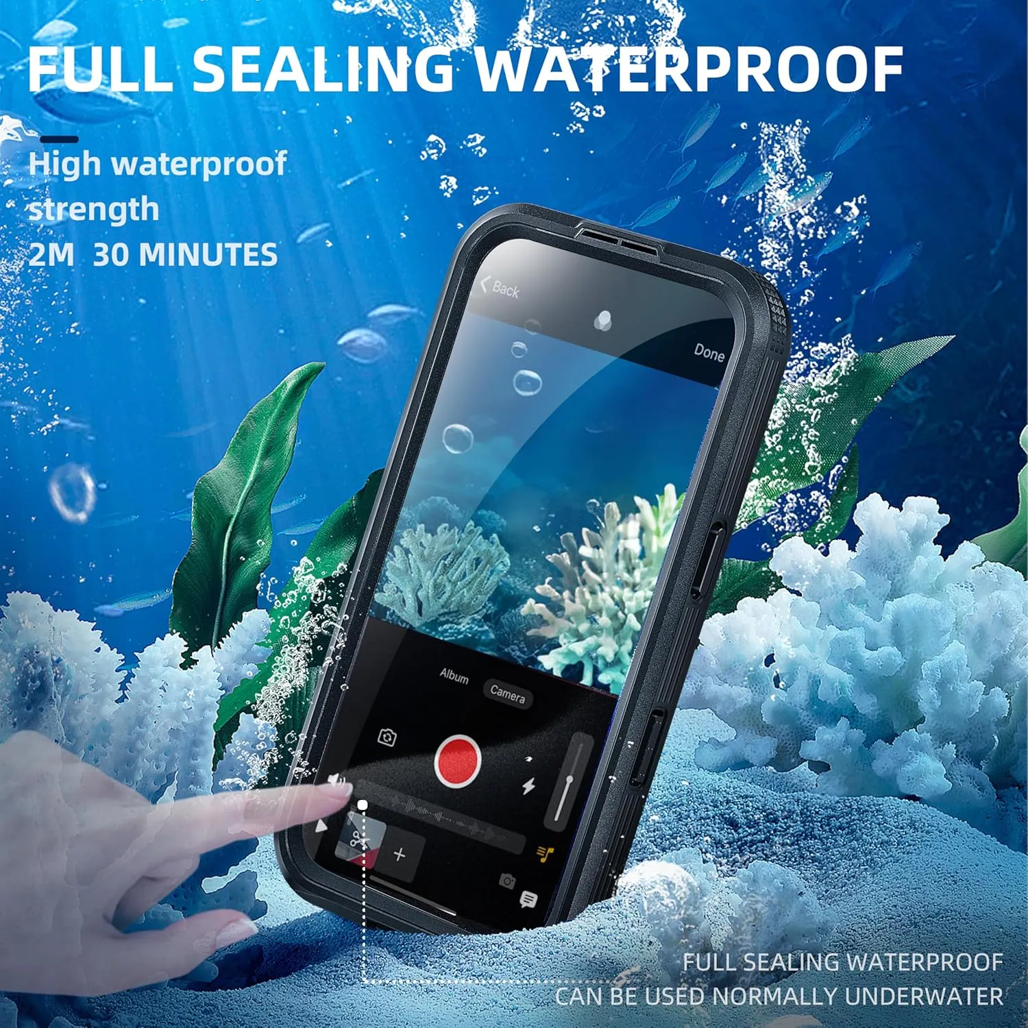 iPhone 16 Waterproof Case Full Body Underwater Protective Phone Case Cover