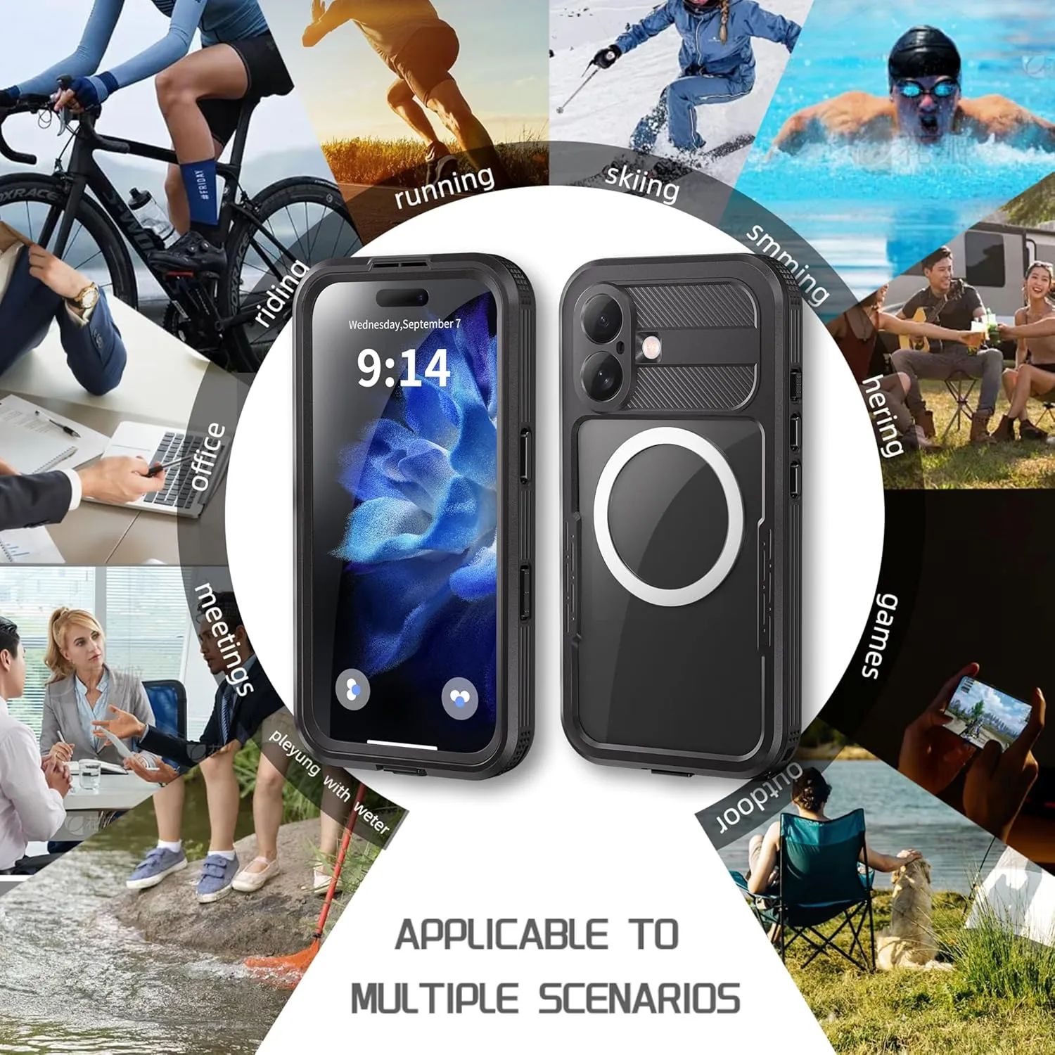 iPhone 16 Waterproof Case Full Body Underwater Protective Phone Case Cover