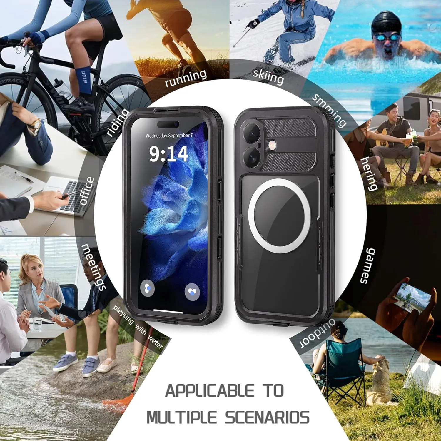 iPhone 16 Waterproof Case Full Body Underwater Protective Phone Case Cover