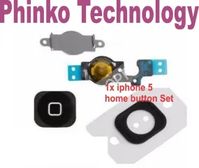 iphone 5  Home Button   Flex Cable   Bracket Holder rubber Set - BLACK