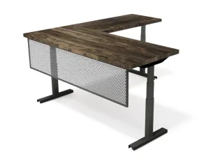 Iron Age Modern Industrial Desk - Steel Base - Adjustable Height - L Shape