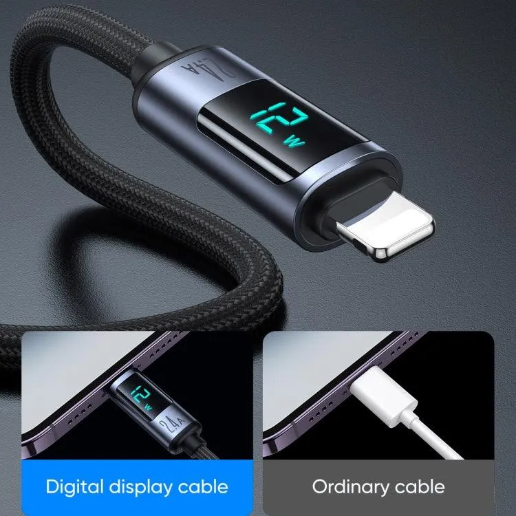 JOYROOM S-AL012A16 2.4A Fast Charging USB to 8 Pin Cable with LED Digital Display and Braided Nylon Design