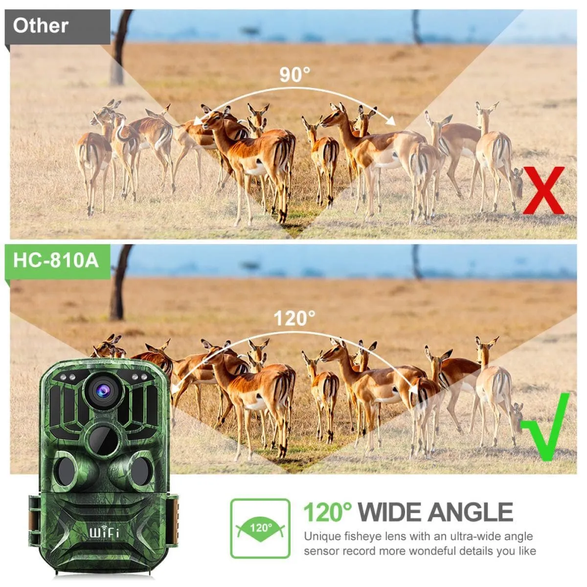 K&F Concept K&F KF-401F WiFi Trail Camera 5 Million Sensor 24MP 1296P HD Outdoor Wildlife Monitoring Waterproof Night Infrared Vision Hunting Camera