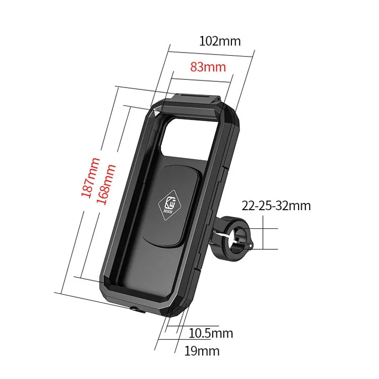 Kewig Bicycle Motorcycle Waterproof Box Mobile Phone Bracket Riding Touch Mobile Phone Fixed Seat(M18L-B1 Large Handlebar Installation)