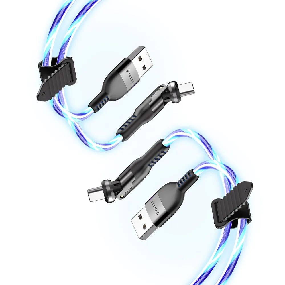 KeySmart PowerPivot Pro Glowing LED USB-C to USB-C 1mtr-2Pack